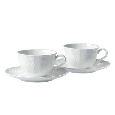 Cher Blanc Premium Porcelain Cup & Saucer Set of 2 (205ml)