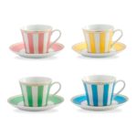 Carnivale Cup and Saucer Set for 4 in Assorted Colours