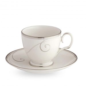 Platinum Wave Cup & Saucer Set (Giftboxed)