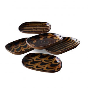 Slip Chocolate Oval Plate Set