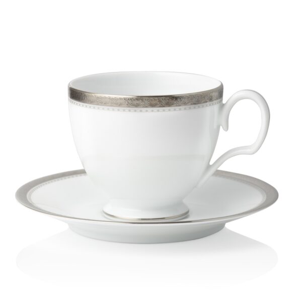 Charlotta Platinum Tea Cup & Saucer Set