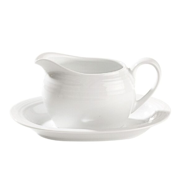 Arctic White Fine Porcelain Gravy Boat w/Tray 360ml
