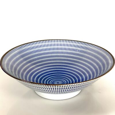 Oka Blue 'Spiral' Fine Porcelain 25cm Round Serving Bowl