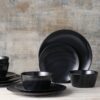 Black on Black Dune Fine Porcelain 16cm Plate Set of 4
