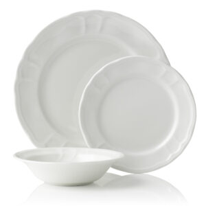 Baroque White Ivory Porcelain 12pce Dinner Setting for 4