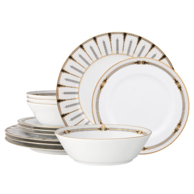 Empire Gold 12pce Fine Porcelain Dinner Setting for 4